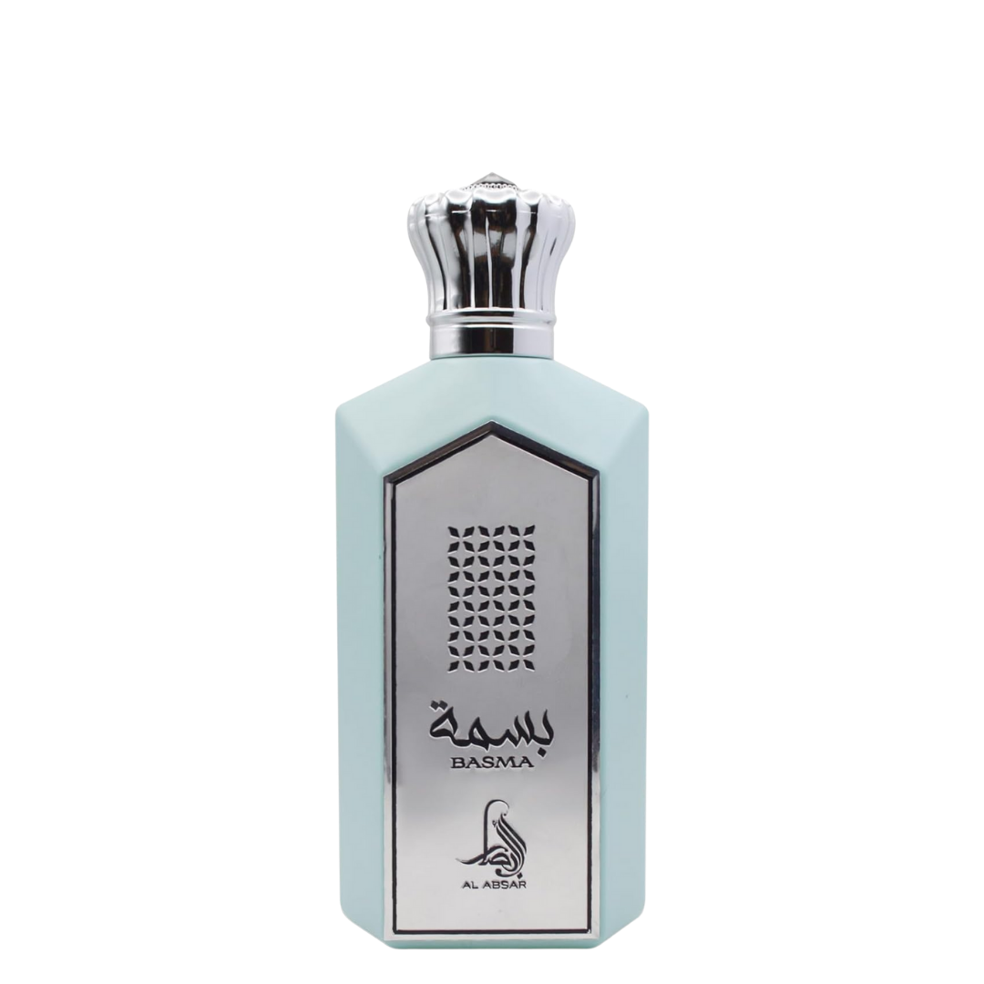 Perfume bottle with 'Basma' branding on a white background