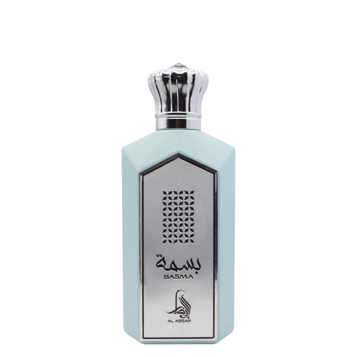 Perfume bottle with 'Basma' branding on a white background