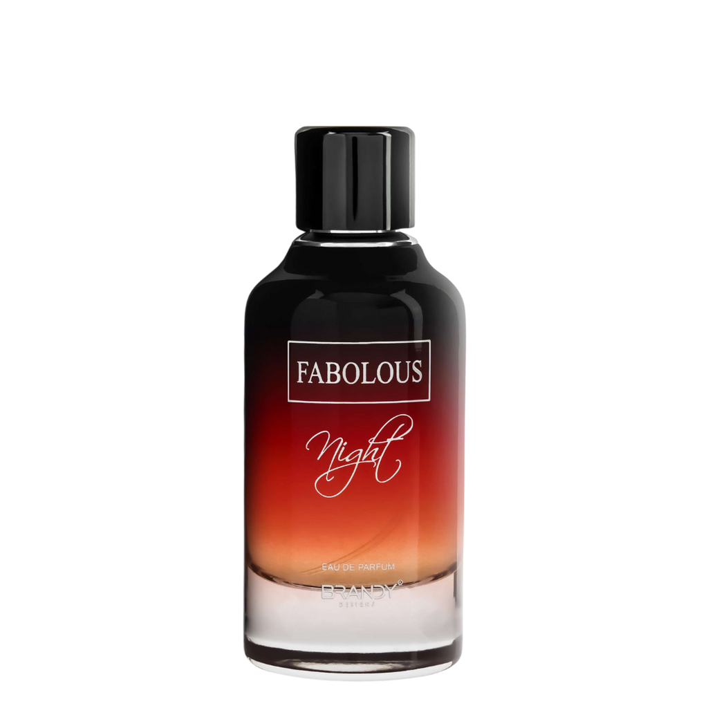 Perfume bottle labeled 'Fabolous Night' on a white background
