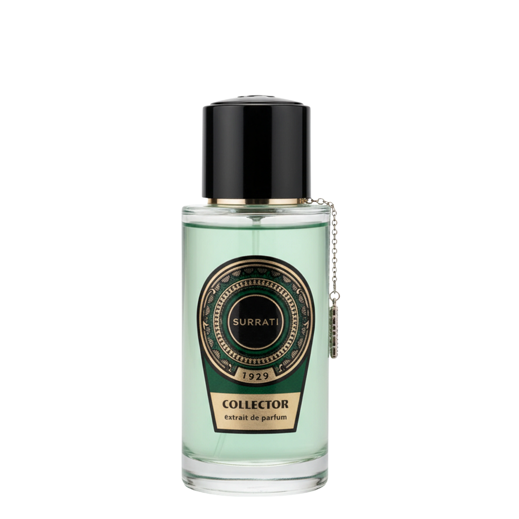 Perfume bottle with 'Surrati' label on a white background. Surrati Collector